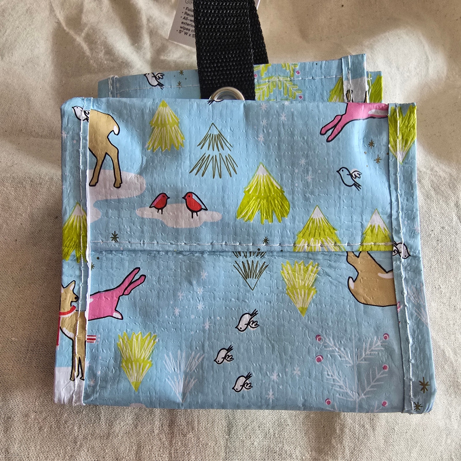Nwt Scout Mini Package Gift Bag A Doe A Deer Christmas Holiday Blue Green Bag — image 3 of 4